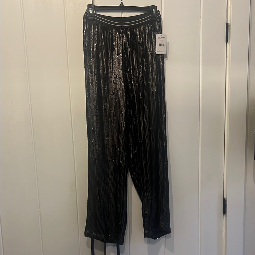 Free People Black Sequin Trousers